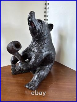 BLACK BEAR Humidor Wood Carved With Matching Pipe