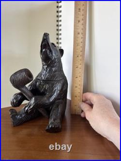 BLACK BEAR Humidor Wood Carved With Matching Pipe