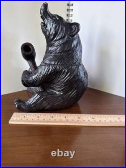 BLACK BEAR Humidor Wood Carved With Matching Pipe