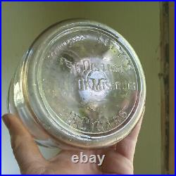 BLUE RIBBON HAVANA CIGARS GEO. FEHL ST. LOUIS 1890s RARE GLASS CIGAR JAR WITH LID