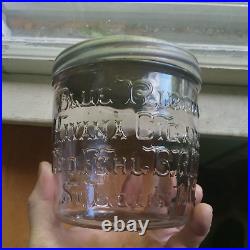 BLUE RIBBON HAVANA CIGARS GEO. FEHL ST. LOUIS 1890s RARE GLASS CIGAR JAR WITH LID