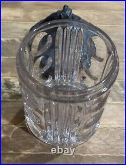 BULLDOG Tobacco Humidor Cooperative Flint Glass Famous Gold Base Jar Holder