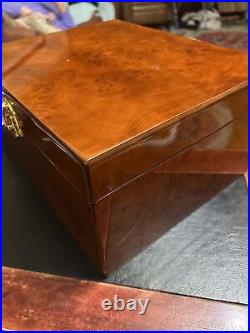 Beautiful Desktop Maple Burl Wood Large Humidor Cigar Box 10.25X12.5 Lined