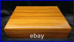 Beautiful Solid Teak Wood Cigar Humidor Cedar Lined WithHumidity Control & Cage