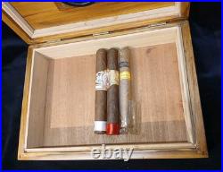 Beautiful Solid Teak Wood Cigar Humidor Cedar Lined WithHumidity Control & Cage