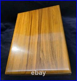 Beautiful Solid Teak Wood Cigar Humidor Cedar Lined WithHumidity Control & Cage