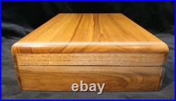 Beautiful Solid Teak Wood Cigar Humidor Cedar Lined WithHumidity Control & Cage