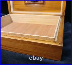 Beautiful Solid Teak Wood Cigar Humidor Cedar Lined WithHumidity Control & Cage