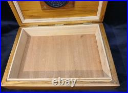 Beautiful Solid Teak Wood Cigar Humidor Cedar Lined WithHumidity Control & Cage