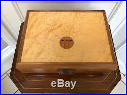Beautiful Vintage Handmade Burl Elm Inlaid Cigar Tobacco Humidor Box