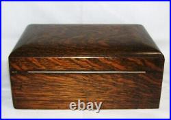 Beautiful antique solid tiger oak personal cigar box desk top humidor