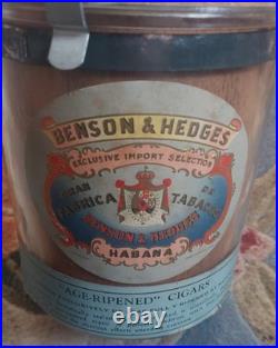 Benson & Hedges Cigar Jar/Humidor Mint Condition with Original Tax Stamp