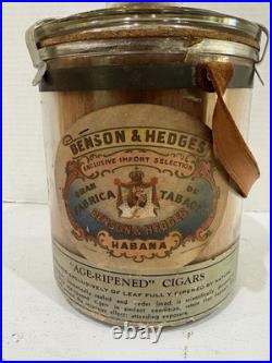 Benson & Hedges vtg 1912 glass humidor cigars coronas cuban habana