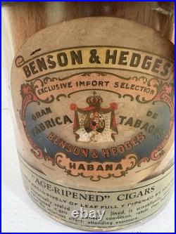 Benson & Hedges vtg 1912 glass humidor cigars coronas cuban habana