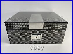 Bey-Berk 50 Carbon Fiber Sero Cigar Humidor Desk With Humidistat Box Office