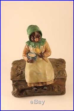 Black Americana Mammy Sculpture Johann Maresch Tobacco Jar Pottery #3499 Signed