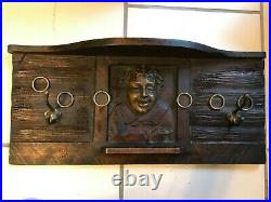 Black Forest Carved Humidor Shelf with Man Smoking a Cheroot HO