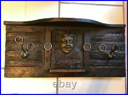 Black Forest Carved Humidor Shelf with Man Smoking a Cheroot HO 1