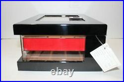 Black Lacquer Wood and Plexiglass cigar humidor 14.25L x 10 W x 5.5 H