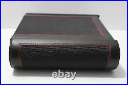 Black and Red Stitched Humidor 9 x 8 x 2 1/2
