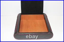 Black and Red Stitched Humidor 9 x 8 x 2 1/2
