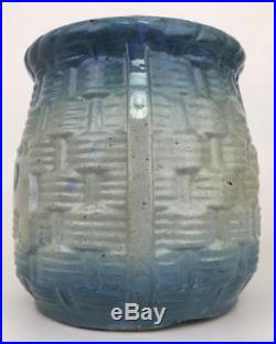 Blue White Salt Glaze Basket Weave Morning Glory Stoneware Tobacco Humidor Jar
