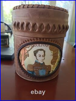 Bolivar Cigar Leather HUMIDOR Measures 8 7/8 H x 5 1/2 Diameter Bolivar Cigar Leather HUMIDOR Measures 8 7/8 H x 5 1/2 Diameter