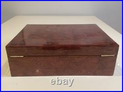 Burlwood Humidor Credo Precision 7 Humidifier Analog Hygrometer Spanish Cedar