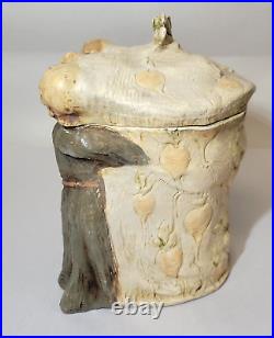 C1900 Antique Fighting Monks Radish Figural Tobacco Jar Humidor Hand Painted
