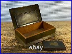 C1940s SILVER CREST BRONZE 502-150 CIGAR HUMIDOR BOX WITH INSERT