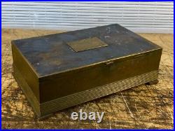 C1940s SILVER CREST BRONZE 502-150 CIGAR HUMIDOR BOX WITH INSERT