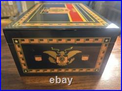 CAO AMERICA Series Humidor High Gloss Wood Cigar Box Patriotic Flags Eagle