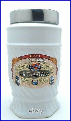 CAO La Traviata Ceramic Cigar Tobacco Jar Humidor Stainless Glass Lid
