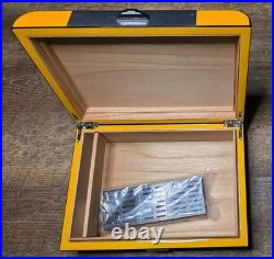 CASADOS CARBON FIBER AND CEDAR YELLOW 25 CIGAR HUMIDOR New Open Box Casa Dos