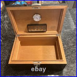 CIGAR HUMIDOR 150 ct Zebra Wood Finish Humidifier Hygrometer Seasoned