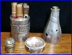 CIGAR HUMIDOR MATCH SAFE French Champagne Bottle SILVER PLATE PIERPOUNT