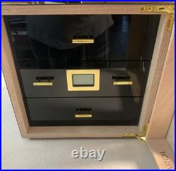 CIGAROL Elegant Cigar Humidor Cabinet 100 Count Digital Hygrometer & Cedar Trays
