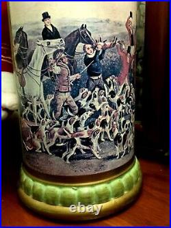 COMOY'S OF LONDON Ceramic Humidor Tobacco Canister HUNTING SCENE Dogs. Horses
