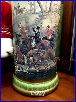 COMOY'S OF LONDON Ceramic Humidor Tobacco Canister HUNTING SCENE Dogs. Horses