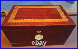 CUBAN OUTFITTERS Large Inlaid Rosewood Cigar Humidor with Hygrometer and Drawer