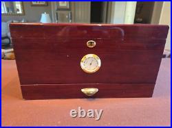 CUBAN OUTFITTERS Large Inlaid Rosewood Cigar Humidor with Hygrometer and Drawer