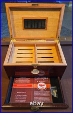 CUBAN OUTFITTERS Large Inlaid Rosewood Cigar Humidor with Hygrometer and Drawer