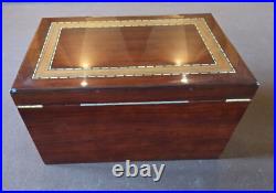 CUBAN OUTFITTERS Large Inlaid Rosewood Cigar Humidor with Hygrometer and Drawer
