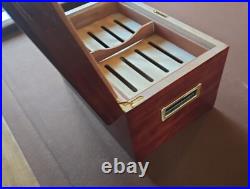 CUBAN OUTFITTERS Large Inlaid Rosewood Cigar Humidor with Hygrometer and Drawer