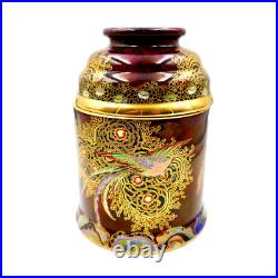 Carlton Ware Paradise Bird Humidor WithLid 6.5 Porcelain England Art Deco Antique Carlton Ware Paradise Bird Humidor WithLid 6.5 Porcelain England Art Deco Antique