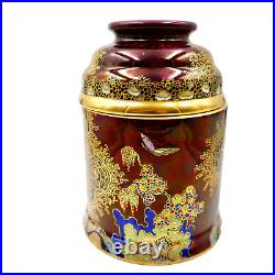 Carlton Ware Paradise Bird Humidor WithLid 6.5 Porcelain England Art Deco Antique Carlton Ware Paradise Bird Humidor WithLid 6.5 Porcelain England Art Deco Antique