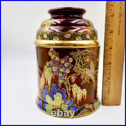 Carlton Ware Paradise Bird Humidor WithLid 6.5 Porcelain England Art Deco Antique Carlton Ware Paradise Bird Humidor WithLid 6.5 Porcelain England Art Deco Antique
