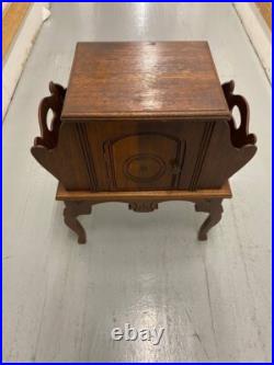 Carved Antique Chairside Tobacco Humidor & Magazine Rack. No 1 legs