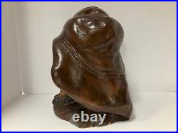 Carved wood humidor for tobacco. Figural lobster man. Antique 11 1/2 high