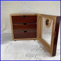 Cedar Wood 3 Drawer Cigar Humidor Cabinet Capacity Box Humidifier